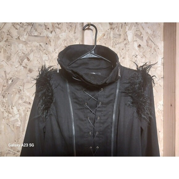 Punk Rave Large Long Black Jacket Gothic Punk - Picture 4 of 11